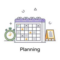 trendy ontwerp van planningspictogram, kalender met klok vector