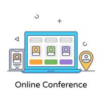 een online conferentie platte lijn vector download