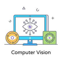 computer vision platte omtrek bewerkbaar pictogram vector