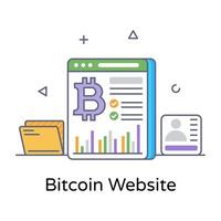 bitcoin-website in plat overzichtspictogram, bewerkbare vector