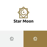 gouden ster wassende maan islamitische moslim gemeenschap logo sjabloon vector