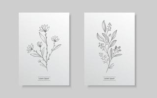 bloemen boeket ontwerp illustratie. abstract bloemenuitnodigingsontwerp. elegante huwelijksuitnodiging met bloemensilhouet vectorillustratie. vector