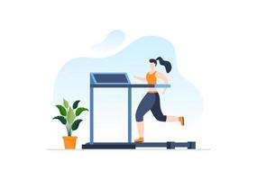 workout gym mensen oefenen tillen dumbbells en gewicht, joggen op loopband, sport, wellness of fitness in platte poster achtergrond afbeelding vector