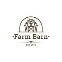 vintage schuur boerderij met longhorn icoon logo ontwerp inspiratie vector