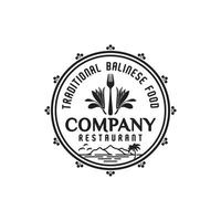 vintage champak bloem vork balinese restaurant bar logo ontwerp inspiratie vector