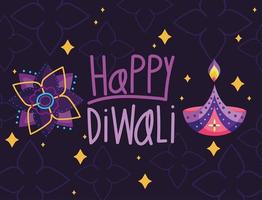 vrolijke diwali-lampjes vector