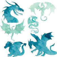 dragon pack wild dier vector aquarel