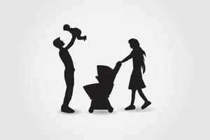 familie silhouetten veel plezier vector