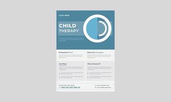 flyer ontwerp voor kindertherapie, flyer-sjabloon voor groepstherapie voor kinderen, steungroep voor flyer voor kinderen. vector