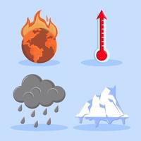 collectie iconen opwarming van de aarde vector