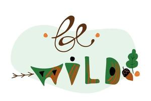 schattige letters zijn wild. hand getrokken doodle stijl. vector cartoon illustratie