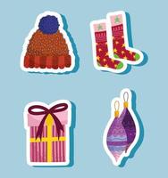 stickers pictogrammen kerst vector