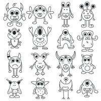 monsters doodle set vector