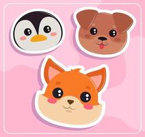 gezichten dieren kawaii vector