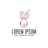 Bloemen en vazen logo ontwerpsjabloon concept vector