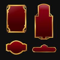 Etiketten met 3D-set met decoratieve rode gouden frames vector