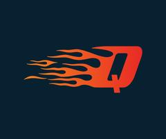 Letter Q flame Logo. snelheid logo ontwerpsjabloon concept vector