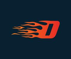 Letter D flame Logo. snelheid logo ontwerpsjabloon concept vector