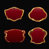 Etiketten met 3D-set met decoratieve rode gouden frames vector