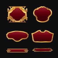 Etiketten met 3D-set met decoratieve rode gouden frames vector