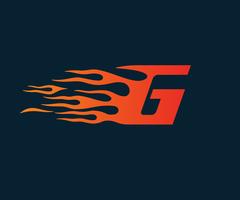 Letter G flame Logo. snelheid logo ontwerpsjabloon concept vector