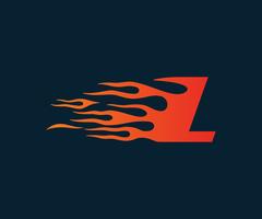 Letter L flame Logo. snelheid logo ontwerpsjabloon concept vector