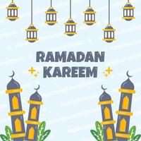 ramadan kareem-groetconcept met moskee, maan en lantaarnsillustratie vector