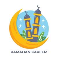 ramadan kareem-groetconcept met moskee en maanillustratie vector