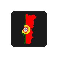 Portugal kaart silhouet met vlag op zwarte achtergrond vector
