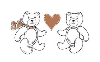 teddybeerliefde, babyspeelgoed, doodle handgetekende schetsstijl vector