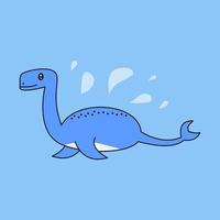 schattig blauw water dinosaurus stripfiguur vector