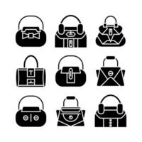 portemonnee en mode tas iconen set vector