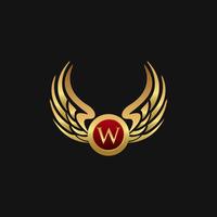 Luxe letter W embleemvleugels logo ontwerpsjabloon concept vector