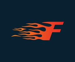 Letter F flame Logo. snelheid logo ontwerpsjabloon concept vector