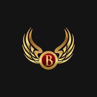 Luxe Letter B embleemvleugels logo ontwerpsjabloon concept vector