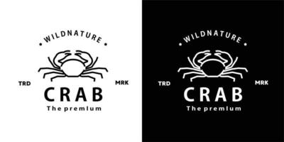 vintage retro hipster krab logo vector overzicht monoline kunst pictogram voor restaurant