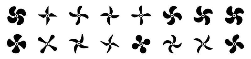vliegtuig propeller pictogrammen, symbolen ventilator roterende vector illustration.propeller icon set