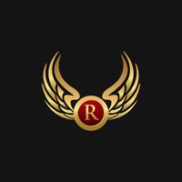 Luxe Letter R embleemvleugels logo ontwerpsjabloon concept vector