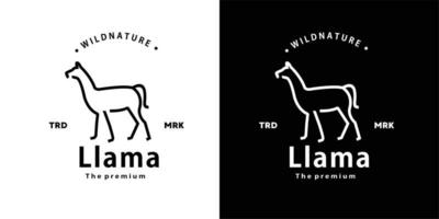 vintage retro hipster lama logo vector overzicht monoline kunst pictogram