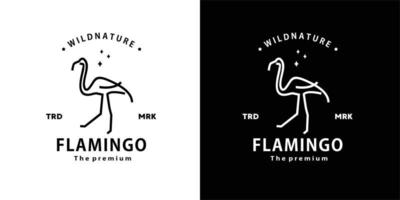 vintage retro hipster flamingo logo vector overzicht monoline kunst pictogram