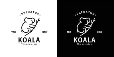 vintage retro hipster koala logo vector overzicht monoline kunst pictogram