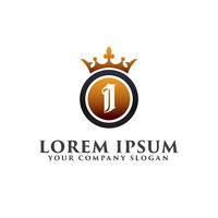 Luxe Letter I met kroon Logo ontwerpsjabloon concept vector