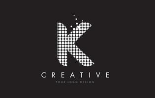 k letter logo-ontwerp met witte stippen en swoosh vector