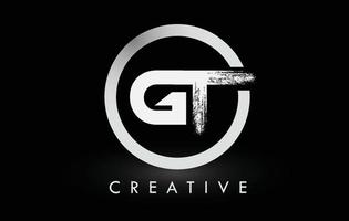 wit gt brush letter logo ontwerp. creatieve geborstelde letters pictogram logo. vector