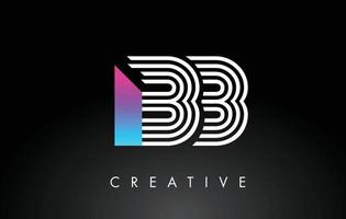 bb wit paarse lijnen brief logo. creatieve lijn brieven vector sjabloon.