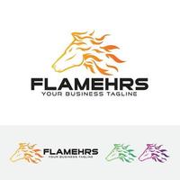 vlam paardenhoofd logo ontwerp vector