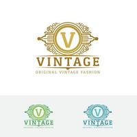 vintage letter v logo ontwerp vector