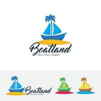 boot en eiland concept logo ontwerp vector