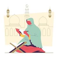 vrouw leest koran concept vector