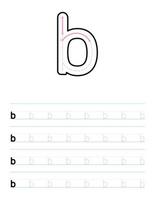 traceer kleine letter b werkblad voor kleuterschool vector